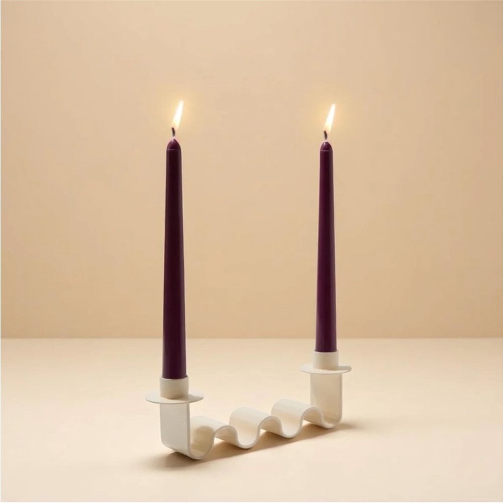 Elegant Purple and White Candle Holder